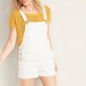 Old Navy White Short Denim Overalls XL